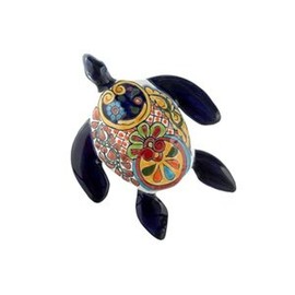 Talavera Medium Wall Turtle - 8"W x 10.25"L (Blue Body)
