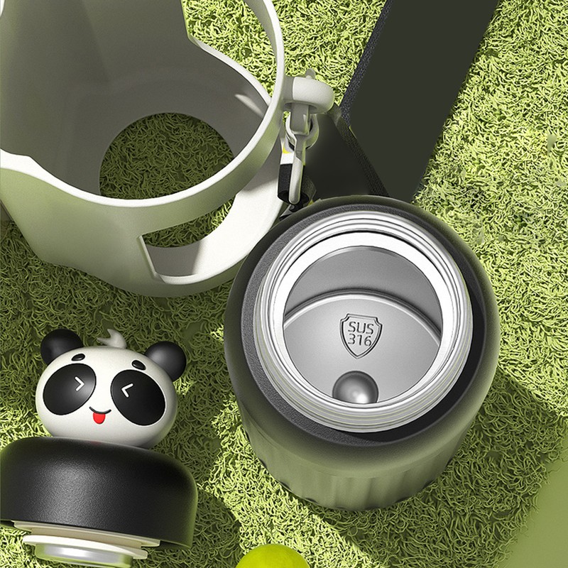 Straw Water Bottle Large Capacity Leakproof Cute Portable Dual Drink