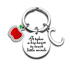 Nimteve Teacher Gifts for Women Initial Charm Initial Jewellery Initial Keyring Teacher Appreciation Gifts Thank You Gifts For Teachers Women (C)