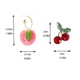 Hoshisea 4 Pairs Cute Fashion Fruit Earrings, Fruit Dangle Ears, Simulation Fruit Earrings, Cherry Earrings, for Bridal Hair Accessories, Birthday Party, Daily Wear, Alloy Steel