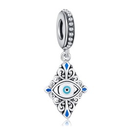 KEQ Evil Eye Charm Charms for Bracelet,925 Sterling Silver Lucky Minis Dangle Charms Birthday Jewelry Gifts For Her
