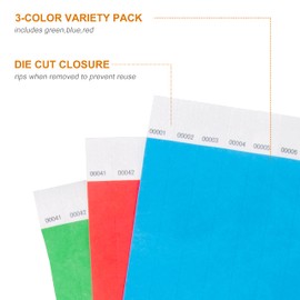 DGBDPACK 300 Pcs Wristbands, Warm Color Waterproof Tearproof and Printable Wrist Straps Admission Bracelets Tickets (Assorted)