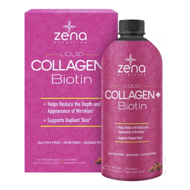 Zena Nutrition Colageno + Biotina Liquida 900ml 30oz Sabor Sin