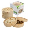 Zoie + Chloe Bamboo Steamer Basket - 2-Tier Dumpling Steamer