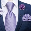 DiBanGu 4pcs Tie Set Light Purple Plaid Necktie, Lavender Purple