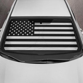 Motor Trend USA Black American Flag Car Windshield Sun Shade for Car Window, Foldable Car Sun Shade with Patriotic Graphic, Collapsible Sun Visor Sunshade for Car Windshield (Large 69" x 35")