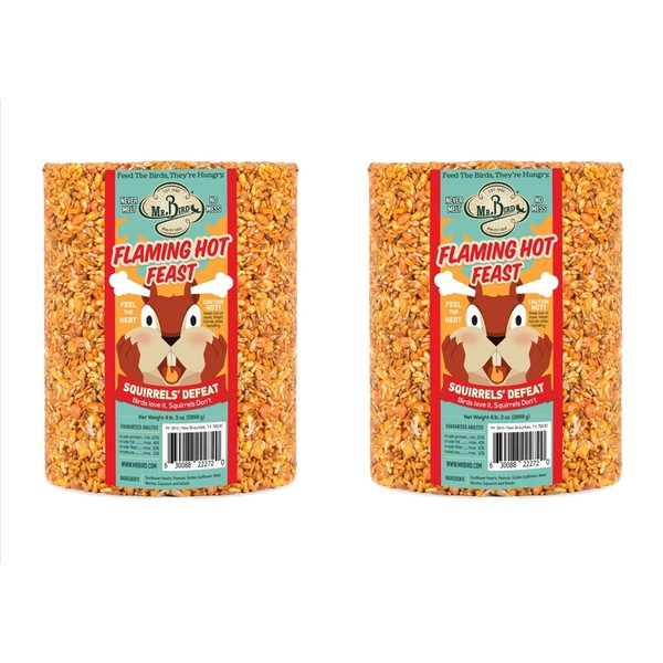 2-Pack of Mr. Bird Flaming Hot Feast Large Wild Bird Seed Cylinder 4 lbs. 3 oz.