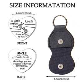 Nfyxcaz Pocket Hug Token Long Distance Gifts for Family Relationship Keepsake Keyring Double Sided Gifts with PU Leather Keychain (pocket hug for uncle)
