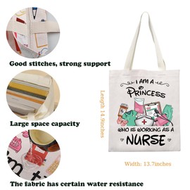 Nurse Appreciation Shoulder Bag WDW Nurse Princess Tote Bag Nurse Day Gift Nurse Life Gift Nursing Student Graduation Gift (CA-PrinessNurseToteS)