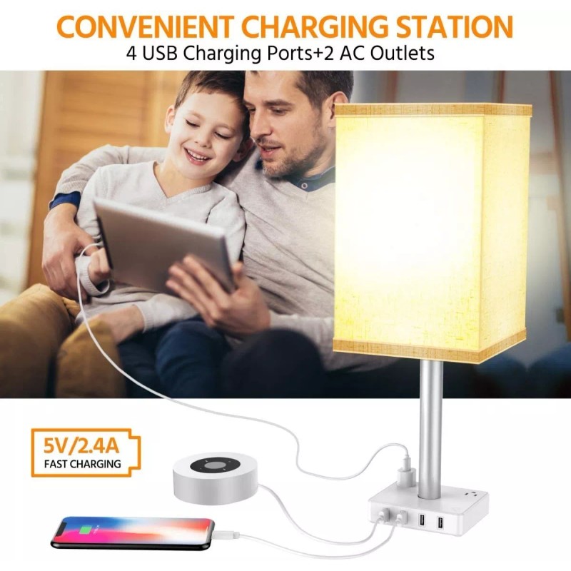 AJC Toys Lámpara Con 3 Ac/4 Puertos Usb,control De Táctil