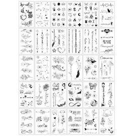 Temporary Tattoos Finger Stickers,10 sheets Small Tiny Realistic Fake Finger Tattoos,Semi Permanent Transfer Tattoo Black Flowers Wild Plant Butterfly Fake Tattoo,Waterproof Long Lasting (#2)