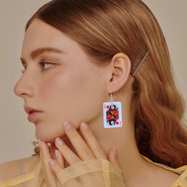 GBAHFY Acrylic Playing Card Poker Drop Earrings Charms Fashion Leisure Casino Games Style Hip Hop Jewelry Earring for Women Party (Red Heart Q Spade A)