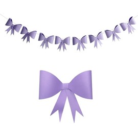 anshome Purple Bow Garland Banner, Purple Paper Bow Party Banner Cute Bow Paper Hanging Garland Bow Banner for Coquette Birthday Baby Bridal Shower Bachelorette Party Supplies Party