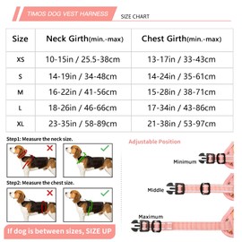 Timos Dog Harness, No-Pull Pet Harness with 2 Leash Clips, 3 Snap Buckles Adjustable Soft Padded Dog Vest, Reflective No-Choke Pet Oxford Vest with Easy Control Handle for Small Medium Large Dogs