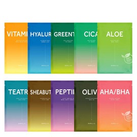BARULAB Certified Vegan Sheet Mask Set (10 masks), AHA/BHA