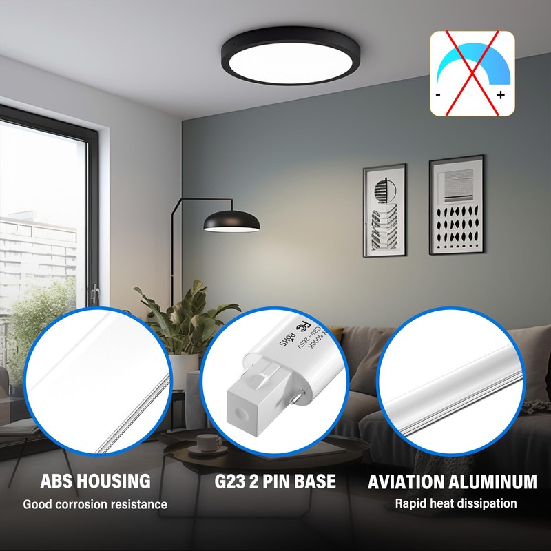 Bonlux 2-Pack 6W LED PL Retrofit Lamp G23 2-Pin Base