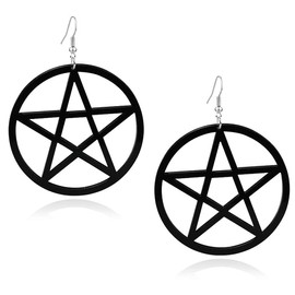CHUNYANAN Boho Oversize Black Hollow Pentagram Big Circular Dangle Drop Earrings for Women Exaggerated Geometry Acrylic Dangle Earrings Jewelry Gift (Black Hollow Big Circular Earrings)