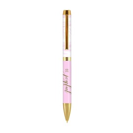 Graphique Pretty Floral Fashion Pen, 5.5" Refillable Black Ink Ballpoint Pink w/"Think Happy" Quote & Matching Gift Box, Makes a Beautiful, Unique Gift (GP2125)