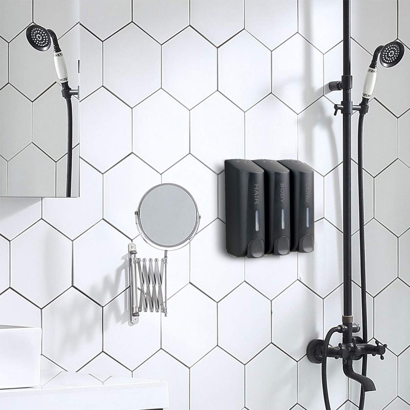 AUMIO Chamber Shower Soap Dispenser Trio Wall Mounted Shampoo and