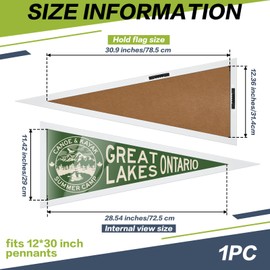 Wesiti 12 x 30 Inches Pennant Frame with Hook Wood Flag Frame Pennant Holder White for Team Pennants Display (Acrylic Board with Protective Film on Both Sides)