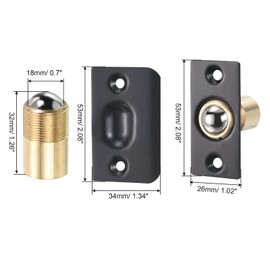 PATIKIL Door Ball Catch Door Catch Ball Roller Latch for Door Top Cabinet with Strike Adjustable Metal Black 2pcs