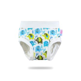 Petit Lulu Training Overpants Size L (14.5-19 kg) Fluffy Organic Baby Trainer Pants Cloth Nappies Made in EU (Little Elephants), Small elephants