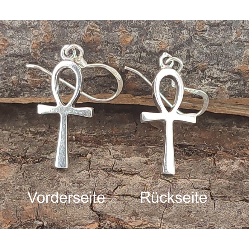 Ankh Earrings 925 Sterling Silver or 24, Silver