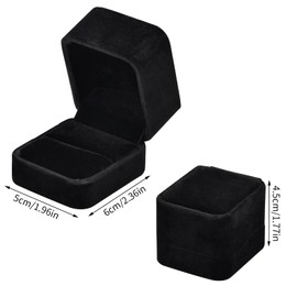 Pinsheng Set of 2 velvet ring box, ring gift box, black ring box, marriage proposal, wedding ring case, jewellery case for marriage proposal, engagement, Valentine's Day, wedding