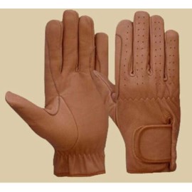 Horse Riding Gloves All Leather Brown & Black Premium Quality New (Tan, Medium)