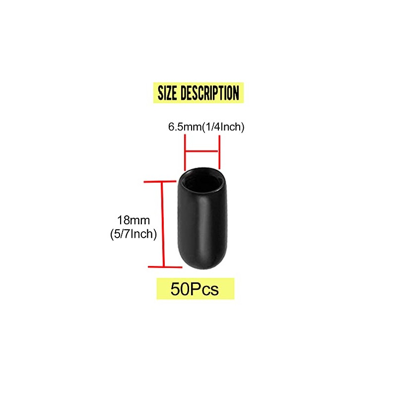 50pcs Rubber End Caps, 1/4" Flexible Screw Thread Protector Cover,