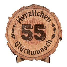 CUBIBOO ART Postkarte aus Echtholzfurnier (Sperrholz) 3 mm dick mit langlebigem Druck und Ständer – Geschenke Zum 55 Geburtstag – Geburtstagskarte 55 Mann – Deko 55 Geburtstag