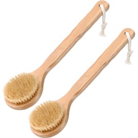 2pcs Cepillo Corporal para Masaje, Exfoliante de Baño de Cerdas, Naturales para Eliminar las Toxinas de la Piel Muerta para Cuerpo Seco, Ayuda al Tratamiento de Celulitis (C)
