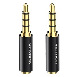 VENTION 2 Pack 2.5mm Male to 3.5mm Female Adapter, 3.5mm Female to 2.5mm Male Audio Adapter Converter Premium Quality Headphone Earphone Headset 2.5mm to 3.5mm 3 Ring Jack Stereo or Mono (Black)