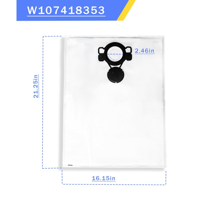 6Pcs W107418353 Vacuum Filter Bags VC4210L & VC4210M