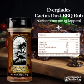 Everglades Cactus Dust BBQ Rub Seasoning - Mesquite Flavored, Gluten Free - 6 oz