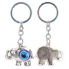 Jiawu Blue Evil Eye Keychain, Silver Lucky Elephant Key Ring,