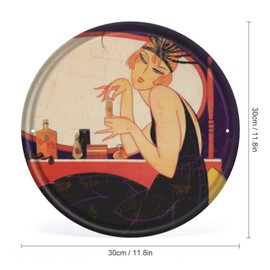 Art Deco Flapper tin Sign, Portrait Painting 1920s Jazz Age Perfume Vintage Style Round Tin Sign Wall Sign Wall Decor Gift for Mom, Dad, Friends Tin Sign 12X12 Inch