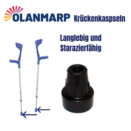 Ossenberg Crutch Capsule 16 mm Black + 1 Piece Olanmarp Velcro Bracelet with Stripes (2 Pieces Crutch Capsules)