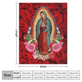 Virgin Mary Virgen de Guadalupe Blanket Super Soft Flannel Warm Blankets - for Bed Sofa Bedrooms Travel Home Decoration Throw Blanket (40X50) inch