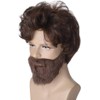 Peluca de Halloween con tupé marrón rizado y peludo para