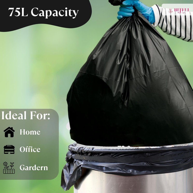 BITFUL Heavy-Duty Refuse Sacks Bin Liners -Strong- Leak-proof- 75L Capacity-