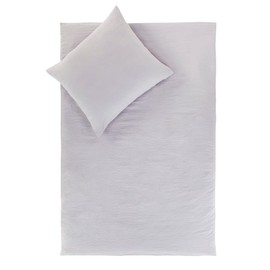 SCHLAFWOHL SILVER • Enzyme Bed Linen 135 x 200 cm • Warm and Soft Silver Duvet Cover • With Breathable Pillowcase 80 x 80 cm