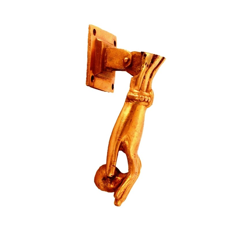 Purpledip Brass Door Knocker Handle: 'Hand Of God' (11137)
