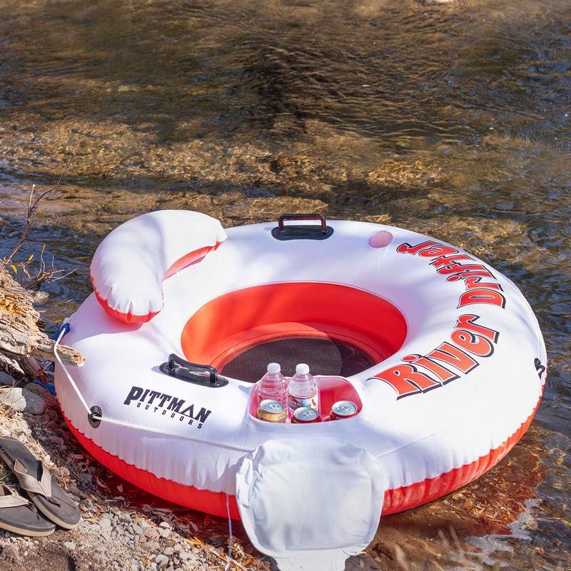 Pittman Outdoors River Drifter Inflatable Water Float Tube with Ice