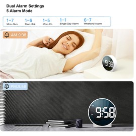 Reloj Despertador Digital LED con Alarma Dual y Brillo Ajustable Oreiletrpumz58iaf-14