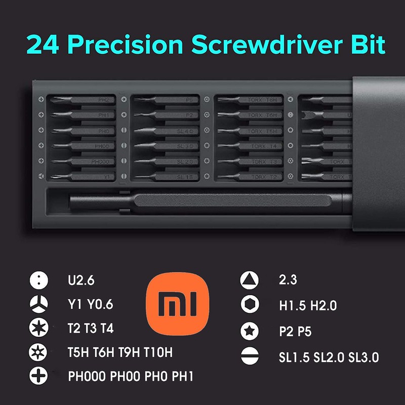 Mi Ultra Precision Screwdriver Kit 24 Common Household Bits, Fully