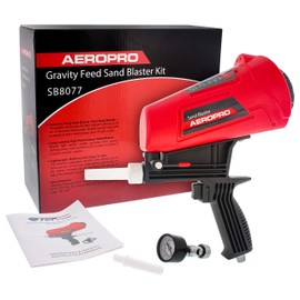 TCP Global Gravity Feed Sand Blaster Gun Kit - Portable Air Compressor Sandblaster, 2 Ceramic Nozzles & Regulator - Abrasive Media & Soda Blaster - Rust, Metal, Wood & Paint Removal