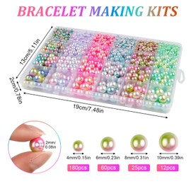 WINKIO Beads for Threading, 1662 Pieces Colourful Beads for Chains, 4/6/8/10 mm Pearls with Hole for Jewellery Making, Beading Beads for Bracelets, Necklaces, Jewellery Making