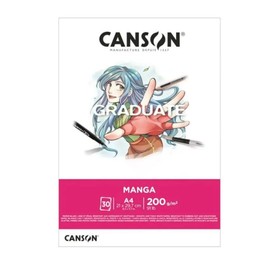 Canson Graduate Manga Blocco Collato A4 30 fogli Liscio 200 g, bianco, C31250P030