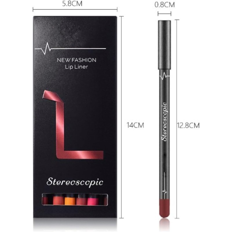 Labios Lápiz de Contorno Waterproof, 12 Piezas